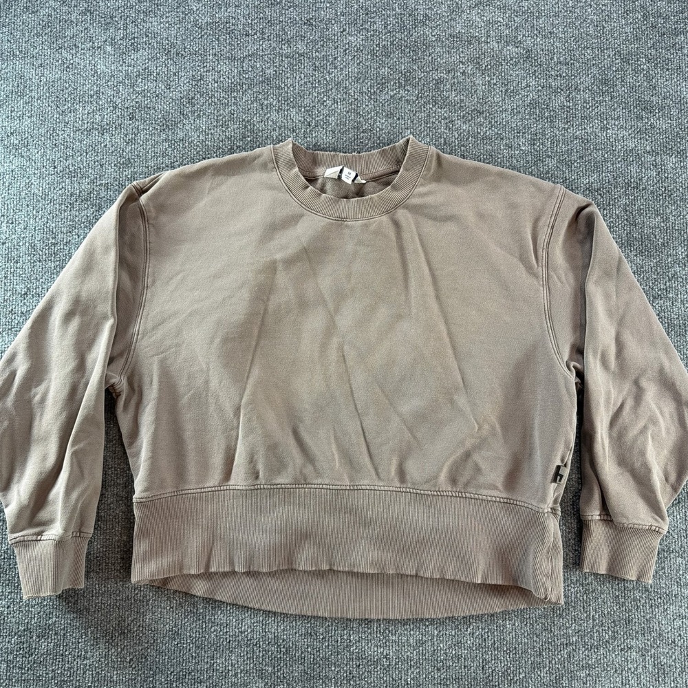 JoyLab Womens Relaxed French Terry Crewneck Sweatshirt Taupe Brown Med Fall Cozy